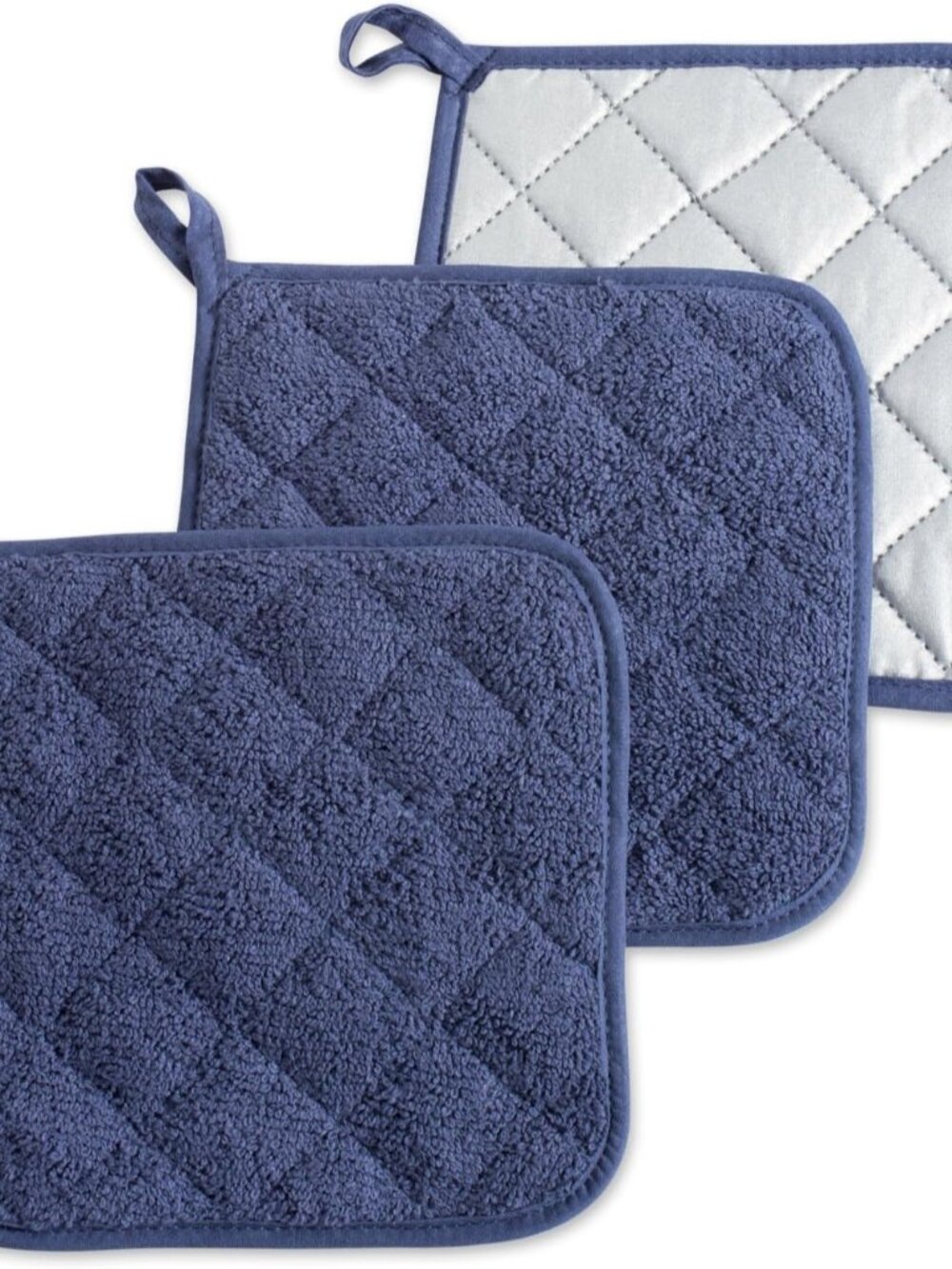 Terry Potholders, French Blue, 100% Cotton, 3 Piece